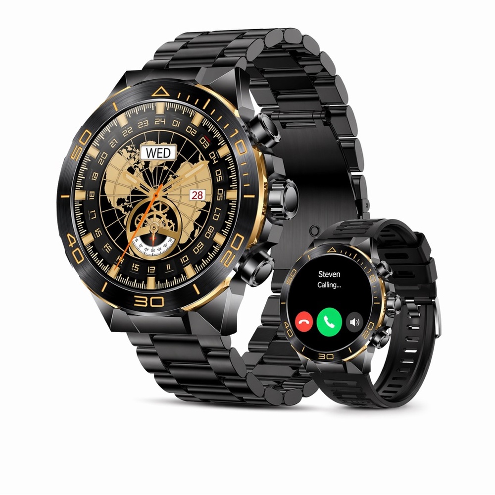 Smart Stainless Steel Black & Gold Smartwatch